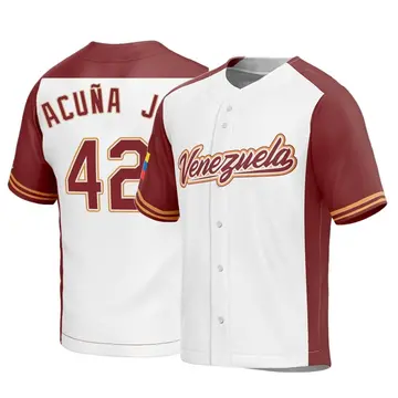 Men's Ronald Acuna Jr. Venezuela Baseball Replica White 2023 World Baseball Classic Jersey